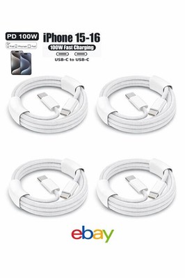 4x USB-C Kabel 1m - 100W Ladekabel gewebt für iPhone Handy Apple Universal ALLE