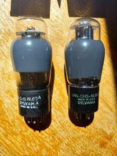 Sylvania Pair JAN CHS 6L6GA Tubes, Closely Matched Gm and Ip, Black Plates