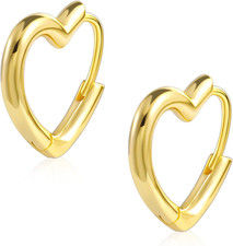 925 Sterling Silver Heart Hoop Earrings for Women Girls Small Heart Shaped Huggi