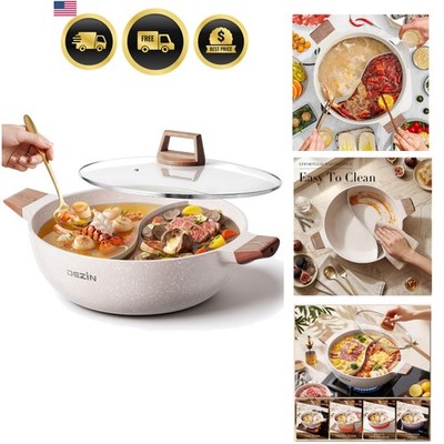 5-QT Double-flavor Shabu Shabu Pot with Divider, Dual Sided Nonstick Hot Pot,...