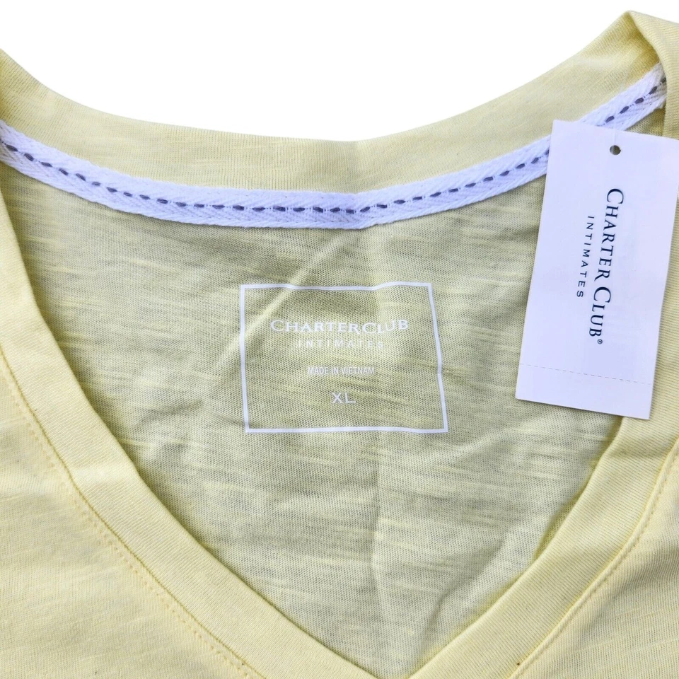 Camiseta pijama Charter Club para mujer de algodón amarillo cómodo para todos los días cuello en V talla XL Foto 3 de 4