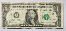 ERROR NOTE, $1 Bill, Upper Serial Number Is Darker, J18434795A