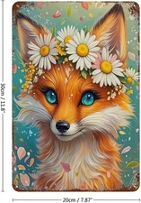 Sunflower Fox Funny,Exquisite and Beautiful Tin Metal Signs Home Décor,Vintage D