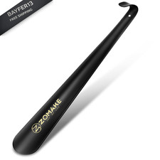 ZOMAKE Shoe Horn Long Handle for Seniors, 16.5 Inch Extra 16.5, Black Metal