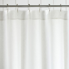 Pottery Barn Belgian Flax Linen Hemstitch Shower Curtain White