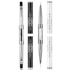 2 Pcs Gel Builder Brush, Double Ended Nail Art Brushes Hard Gel Brush French Man