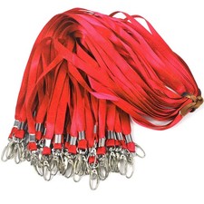 Red Lanyards Name Tag Id Badges Nylon Cruise Swivel Hooks Clips 50 PCS