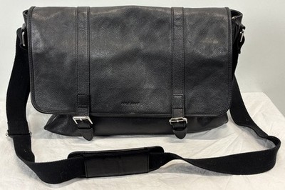 Cole Haan Men's Wayland Messenger Pebbled Leather  Carry Bag Black Reg $360