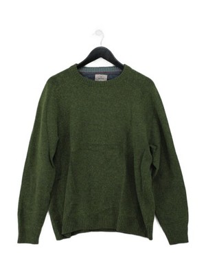 White Stuff Herren Pullover L grün Wolle mit Baumwolle Rundhals Pulli
