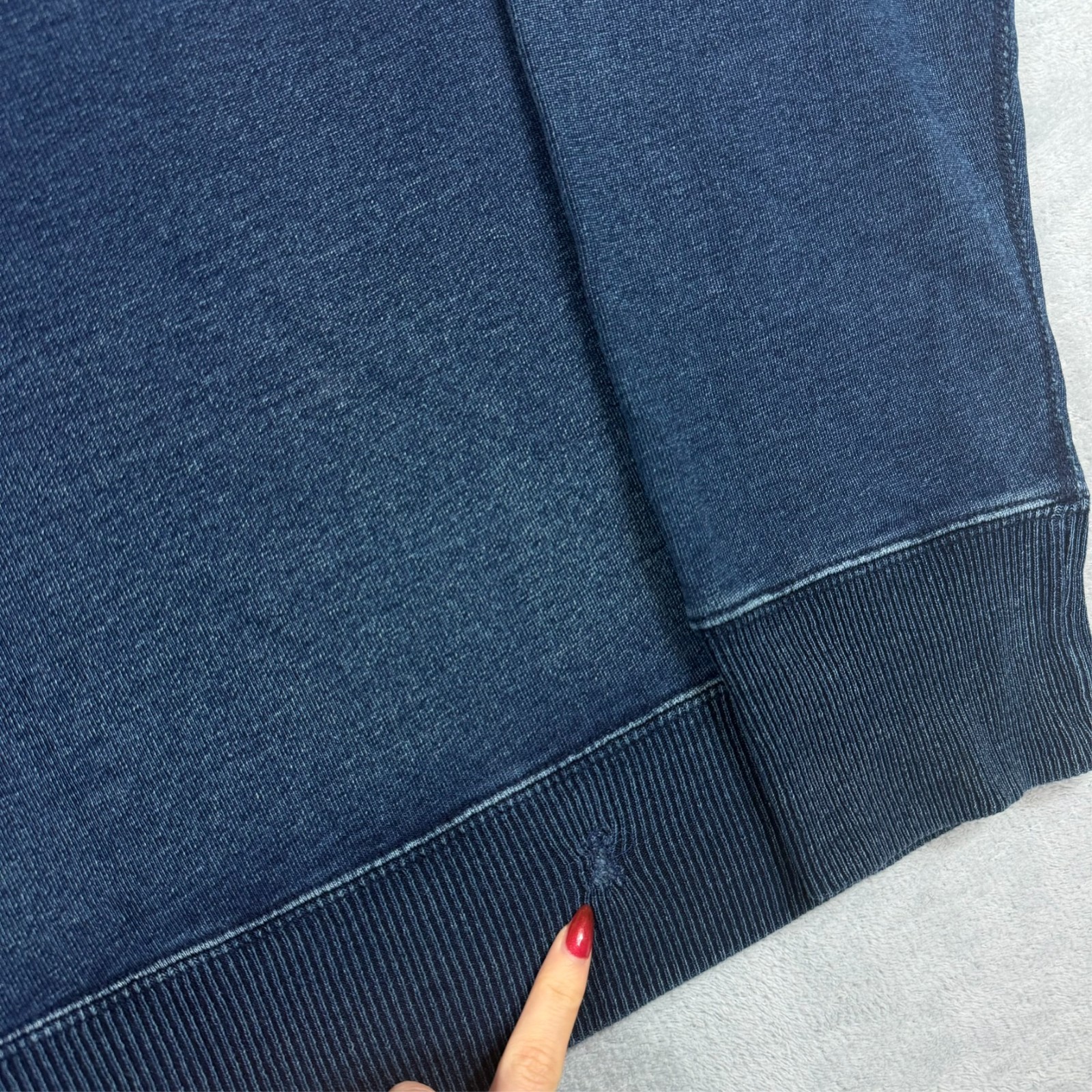 VTG Polo Ralph Lauren 90's Navy Blue Indigo Dyed Oversized XL Henley Sweatshirt image 8