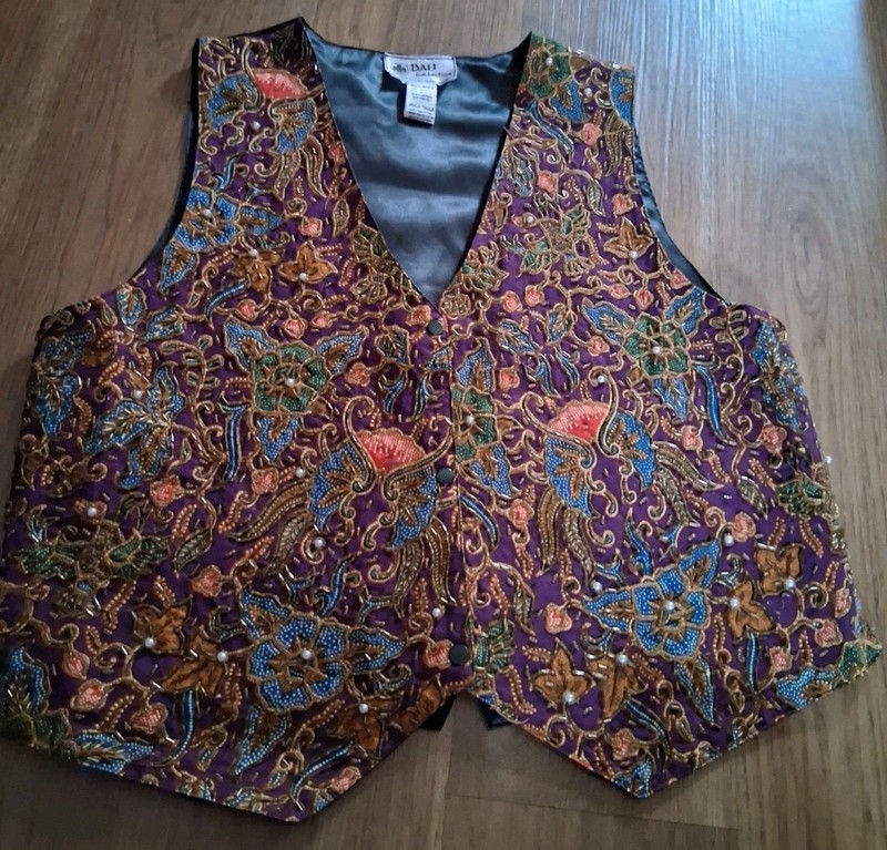 Stunning Bali Beaded Multi Colored Vest Womens One Size