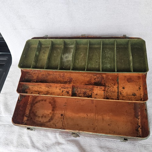 RARE SOLID COPPER Antique UNION STEEL CO. Fishing Tackle Box, Unusual 1920s - Picture 7 of 12