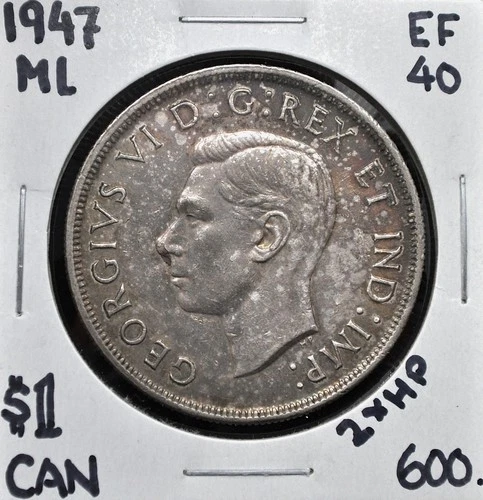 1947 ML Canada Silver One Dollar - Double HP