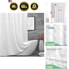 Boho Fabric Shower Curtain White 72x78 Inches Waterproof Bathroom Decor