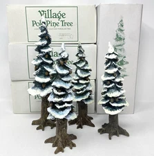 Dept 56 Village Accessories POLE PINE Trees  8" 10.5" LOT of 4