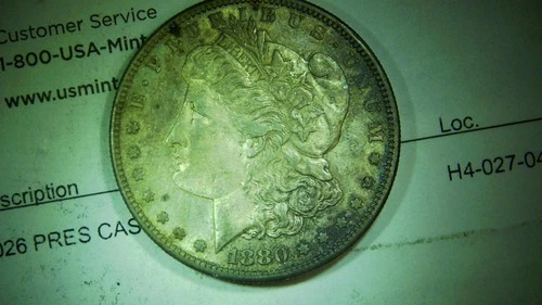 1880-S Morgan Silver Dollar.  BU Toned Original Luster. Much better in hand.