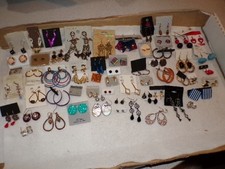 Jewelry Lot Earrings Pierced Rhinestone Metal Plastic 60 sets 791D