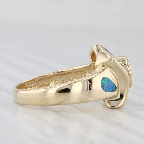 Anillo de diamantes de ópalo de tanzanita de oro amarillo de 14 k talla 4 - Imagen 5 de 11