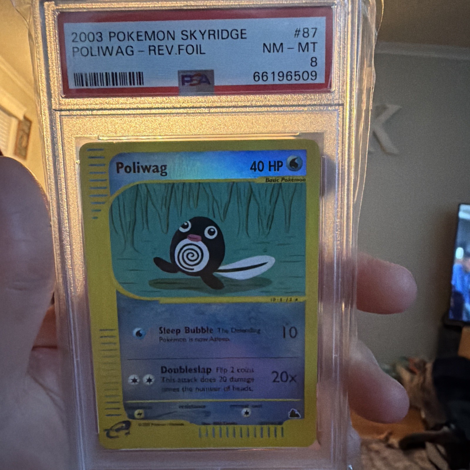 2003 Skyridge Poliwag 87 Reverse Foil PSA 8