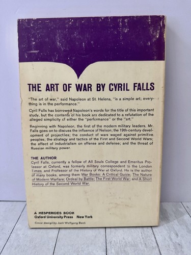 The Art of War by Cyril Falls 1961 Oxford Vintage PBK HS3 Hesperides - Imagen 2 de 5