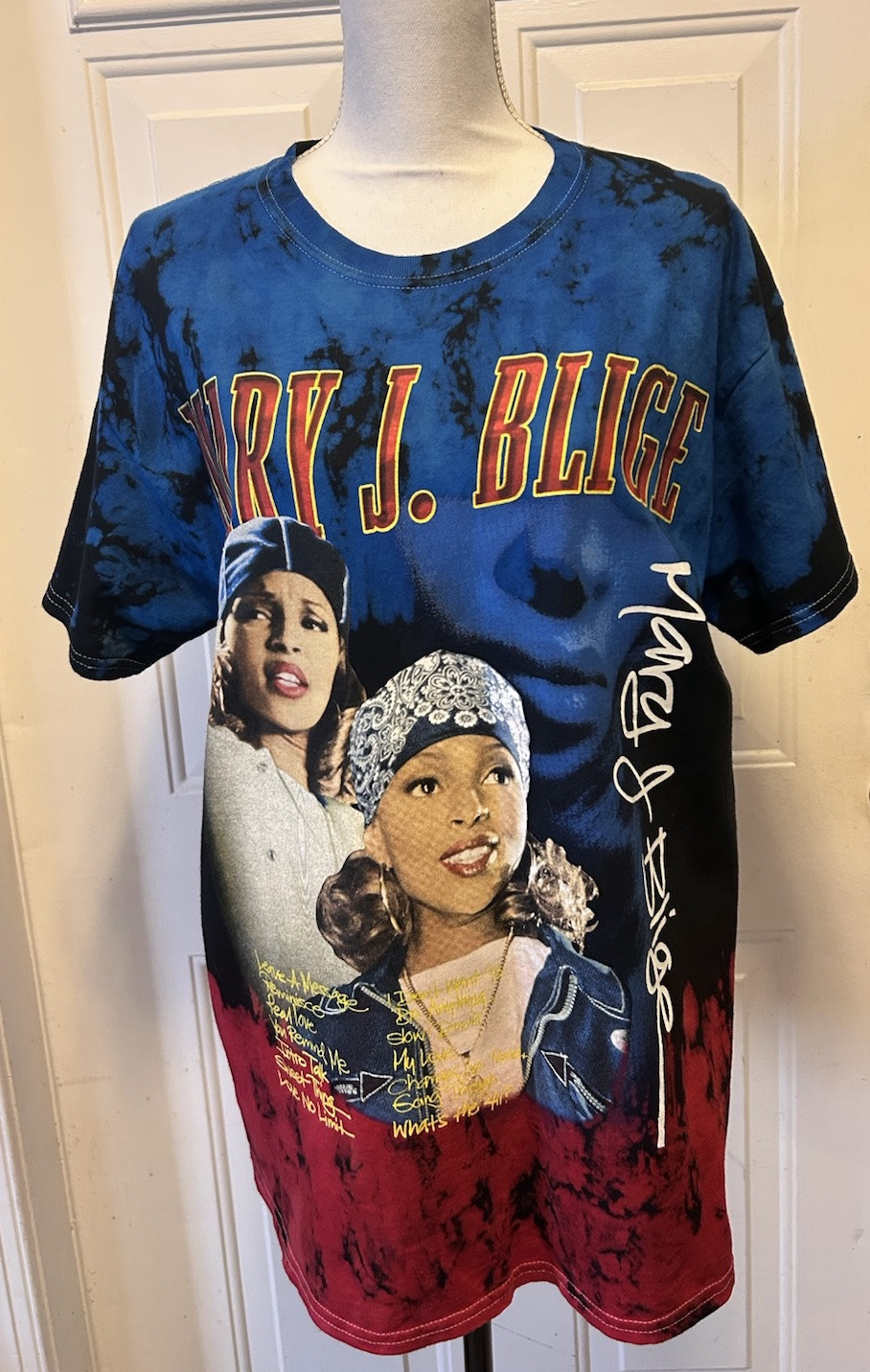 Mary J. Blige Unisex Sz Large Tie Dye Short Sleeve T Shirt 90s R&B Hip Hop Music