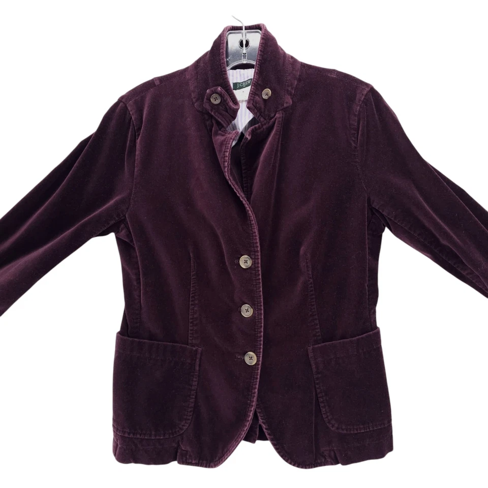 J. Chaqueta Blazer CREW Factory Escolar Terciopelo Púrpura 100% Algodón Talla MEDIANA Foto 2 de 4