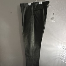 Mens Green Solid Pleated Front Dress Pants Cl...