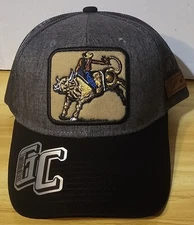RODEO COWBOY BULL RIDING ROUNDUP SNAPBACK MESH BACK BASEBALL CAP ( DKG )