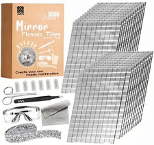 Adhesive Disco Mirror Tiles Kit-3600PCS 10x10 mm Glass Mosaic Mirror Tiles fo...