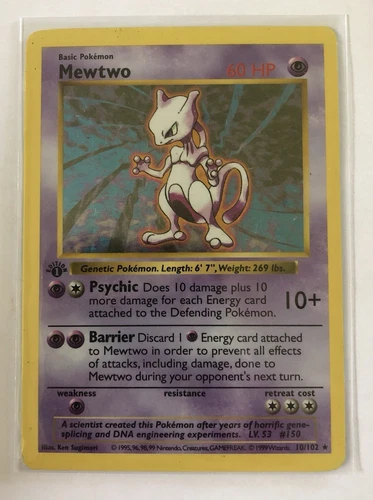 Mewtwo 1999 First Edition Shadowless Base Set 1st Edition Pokémon Card 10/102