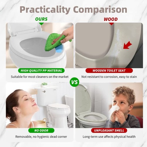 Elongated Toilet Seat, Slow Close Quick-Release Hinges, Heavy Duty Soft Close... - Picture 7 of 8
