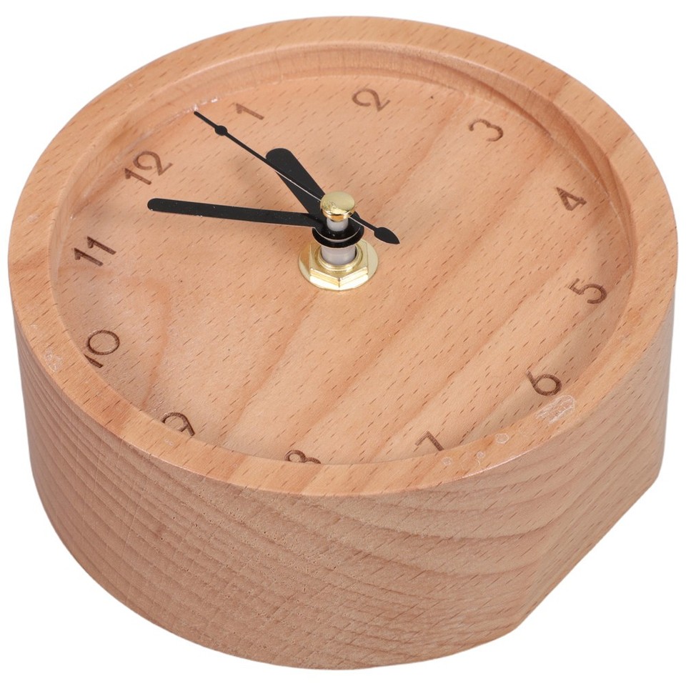 Round Wooden Clock: Wooden Silent Desk Clock - Minimalist Table ...