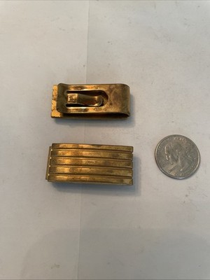 Vintage Solid Brass Ribbed Money Clip