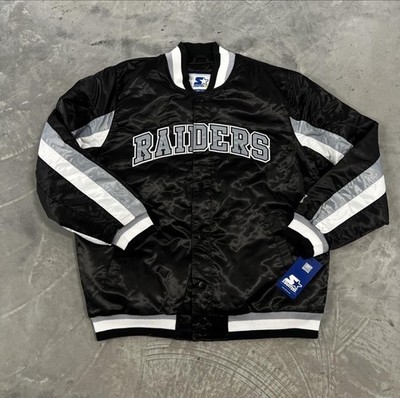 Official Starter NFL Las Vegas Raiders Statin Bomber Jacket Black Size XL 