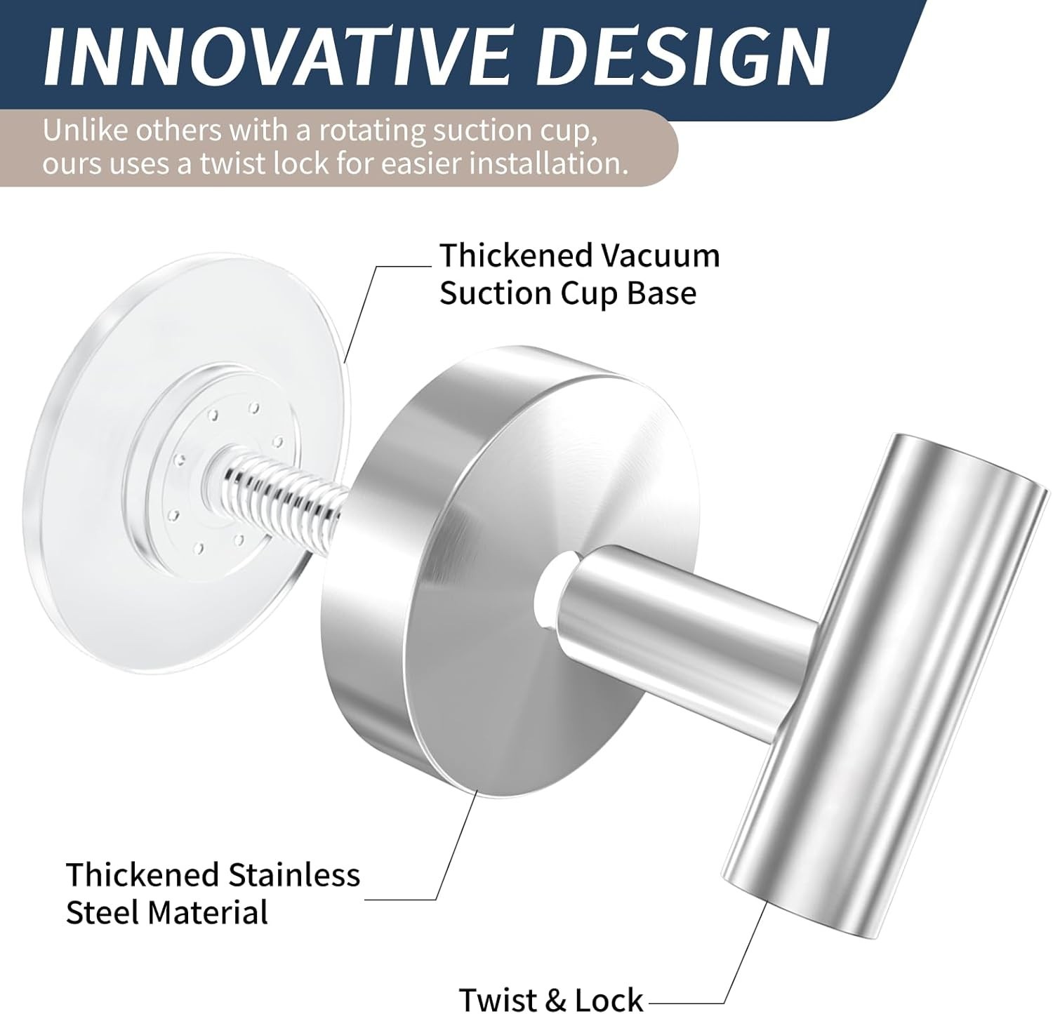 Suction Cup Hooks Heavy Duty 15LB No Drill Shower Bathroom Glass Hooks