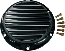 Joker Machine Chrome Billet Derby Cover Finned Black Anodized 10-690B