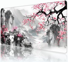 Japanese Cherry Blossom Mouse Pad,XXL 35.4"x15.7" Big Gaming Mousepad,Sakura ...