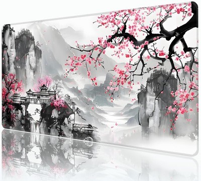 Japanese Cherry Blossom Mouse Pad,XXL 35.4''x15.7'' Big Gaming Mousepad,Sakura ...