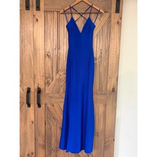 Windsor Royal Blue V-Neck Crisscross Back Mermaid Formal Gown Dress Size S 21550