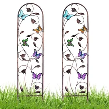 Set of 2 Packs Butterfly Metal Garden Trellis for Climbing Plants,Outdoor Dec...