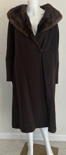 Abe Reinis Original Forstmann Brown 100 Virgin Wool Long Coat W Mink Collar