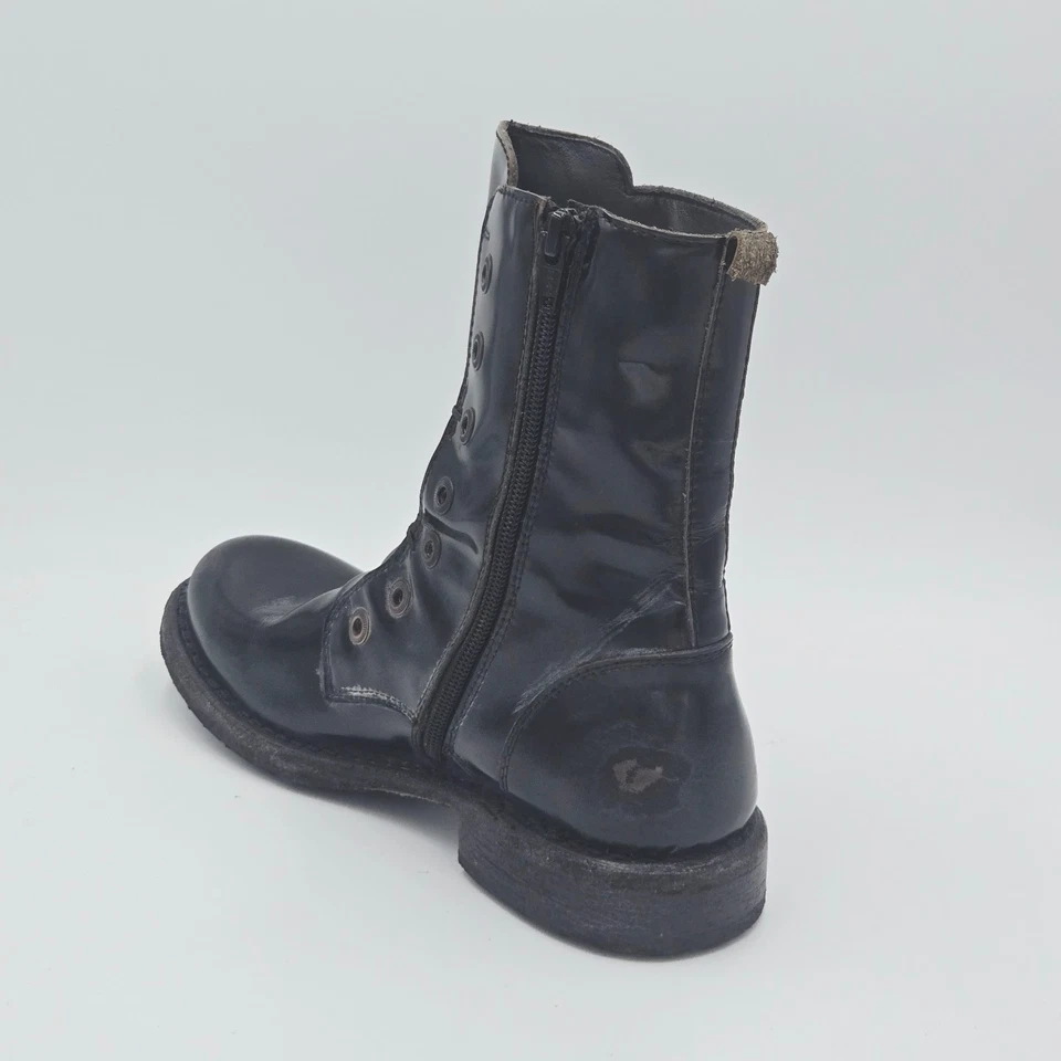 Damenschuhe MOMA Gr. 37 Stiefeletten Schwarz Leder Glänzend Effekt Ruined 225DA - Bild 4 von 4