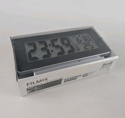 Ikea FILMIS Clock Thermometer Alarm Black 6 ½'' x 3 ½''  New 305.408.27