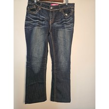 [Y2K McBling] Zanadi Bootcut Jeans womens Size 16 Dark Wash Rhinestone Studded