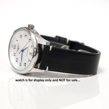 Vintage Stitching Genuine 22mm Black Leather Watch Strap For Longines Watches