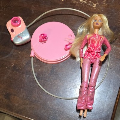 Barbie Blonde Fashion Doll Blue Eyes 11.5in with Pink Camera and Base Set