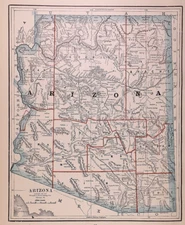 1894 Map ~ ARIZONA TERRITORY ~ Free S&H (11x14)