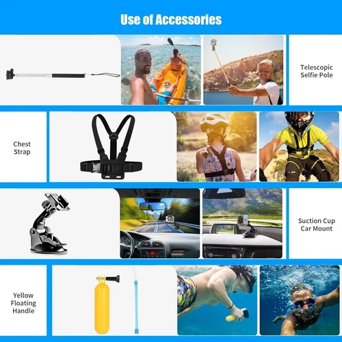 50 In 1 Accessories For Gopro 13 12 11 10 9 8 7 6 Bundle Chest Head Mount Biking - Picture 12 of 14