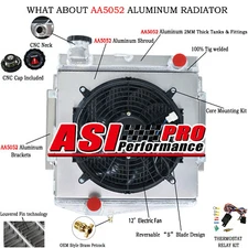 4-Row Aluminum Radiator Shroud Fan Relay Fits 1969-1970 Datsun 2000 Truck 2.0L