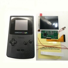 Pre-cut Pure Black Shell w/IPS Full Size 8 Color Backlight LCD Mod Kit For GBC